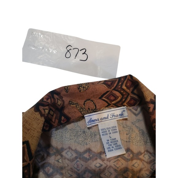 Anna and Frank Women Shirt Leopard Print Button Up Collared 100% Silk Blouse Top - Picture 10 of 10